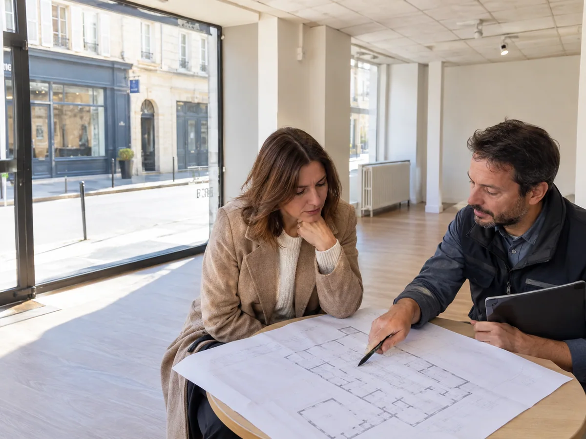 Lecture d’un dossier de location dans un local commercial