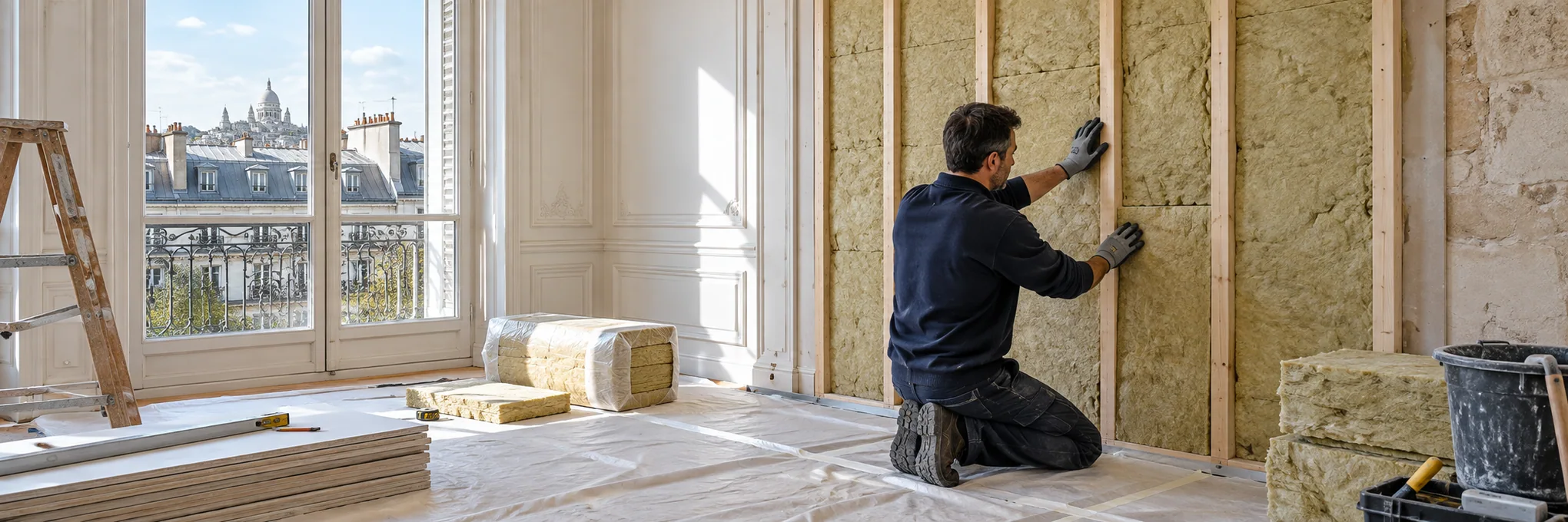Travaux d’isolation intérieure dans un appartement français