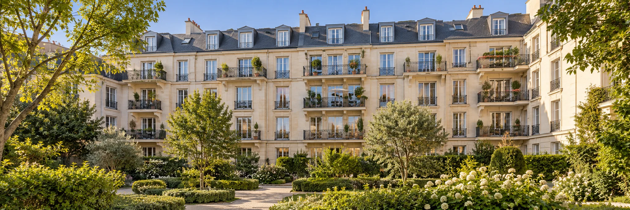 Façades, fenêtres et toiture d’un immeuble résidentiel français